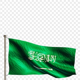 HD Saudi Arabia Waving Real Flag Pole PNG