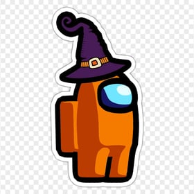 HD Orange Among Us Character Witch Hat Stickers PNG