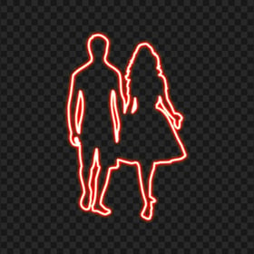 HD Neon Couple In Love Silhouette PNG