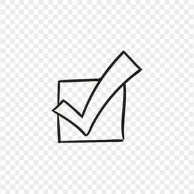 HD Outline Check Mark Tick Box Hand Drawn Black Sketch Icon PNG