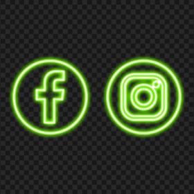 HD Green Facebook Instagram Neon Logo Icon PNG