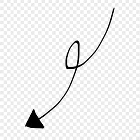 HD Black Line Art Drawn Arrow Pointing Down Left PNG