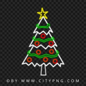 HD Beautiful Neon Decorated Christmas Tree PNG