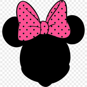 Minnie Mouse Black Silhouette With Pink Bow PNG