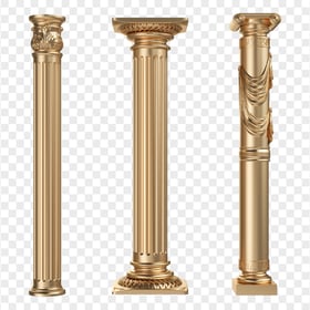 HD 3D Gold Roman Pillars Transparent PNG