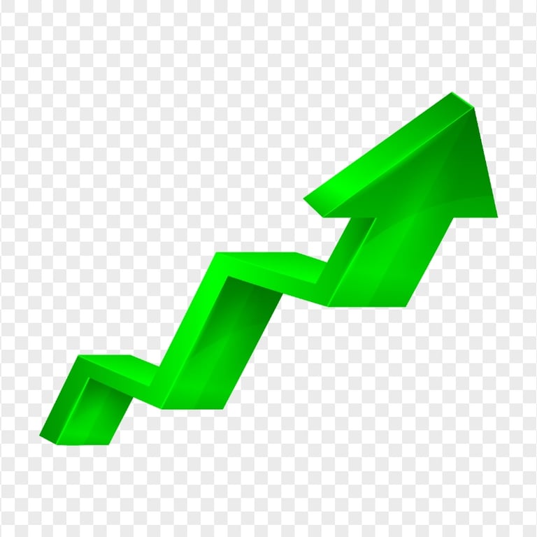 HD 3D Green Increase Development Growth Arrow Up Right PNG