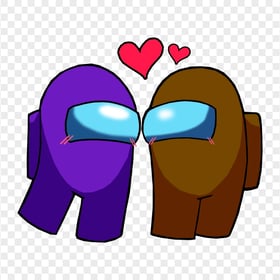 HD Among Us Purple Love Brown Characters Valentines Day PNG