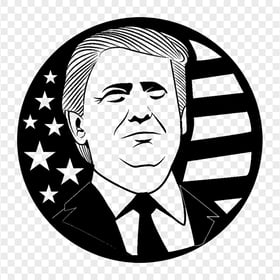 Round Black Trump President Silhouette With Us Flag
