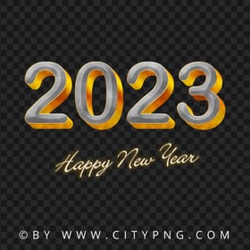 Gold 2023 Happy New Year Without Spakling Stars PNG