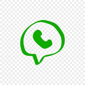 HD Green Hand Draw Round Pin Phone Icon Transparent PNG
