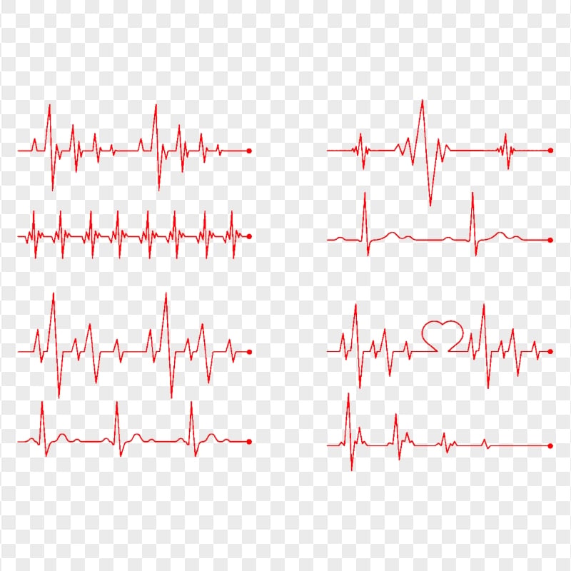 HD Red Collection Of Heart Rate Lines PNG | Citypng