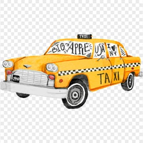HD Watercolor New York Taxi PNG