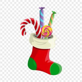 HD Cartoon Vector Christmas Socks With Candies PNG