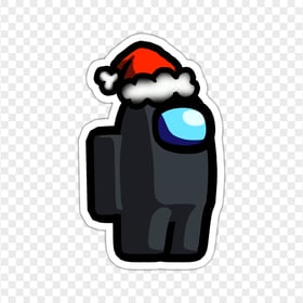 HD Black Among Us Character Santa Hat Stickers PNG