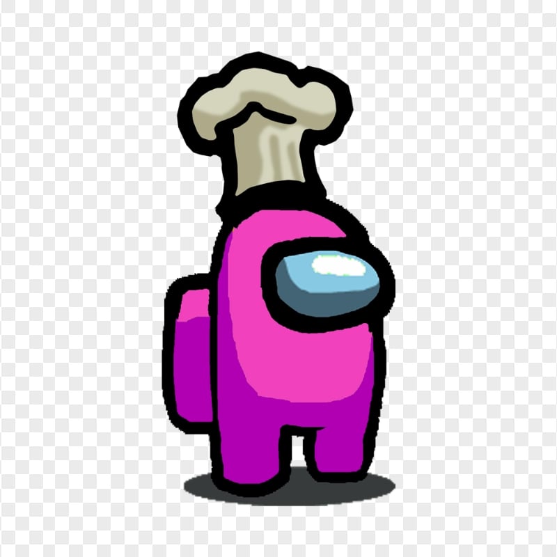 HD Pink Among Us Character With Chef Hat On Head PNG