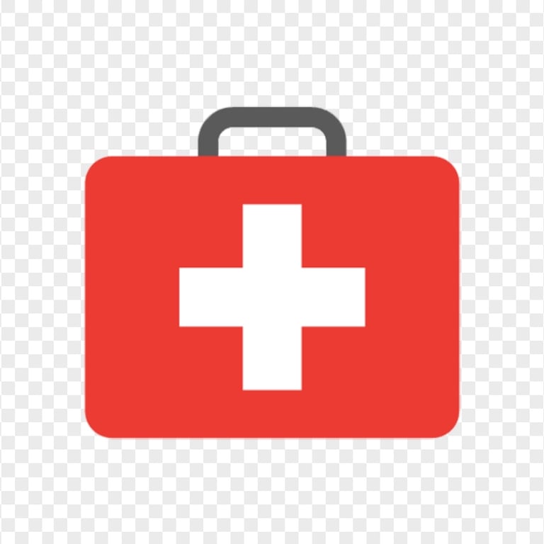 Red Flat First Aid Medical Emergency Handbag Icon