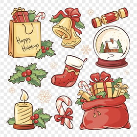 Cartoon Christmas Elements Pattern Background PNG
