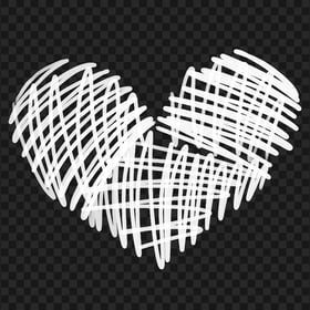 HD White Lines Sketch Heart Love Valentines PNG
