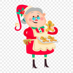 Cartoon Grandmother Holding Plate Of Gingerbread PNG