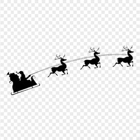 Download Santa Sleigh & Reindeer Black Silhouette PNG
