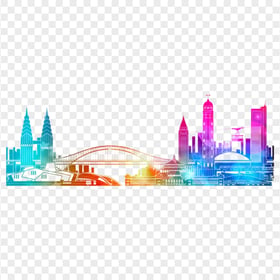 City Skyline Aesthetic Colorful Silhouette PNG