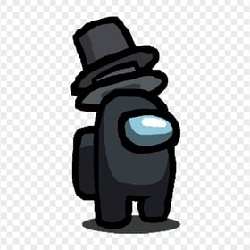 HD Black Among Us Character With Double Top Hat PNG