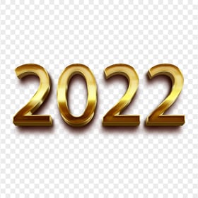 PNG Gold 3D New Year 2022 Text Numbers