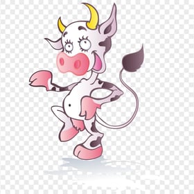 HD Cartoon Smiling Happy Calf Cow Character PNG