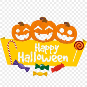 Happy Halloween Logo Text With Pumpkins