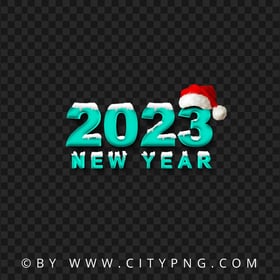 2023 Snowy Blue Green Logo With Santa Hat PNG Image