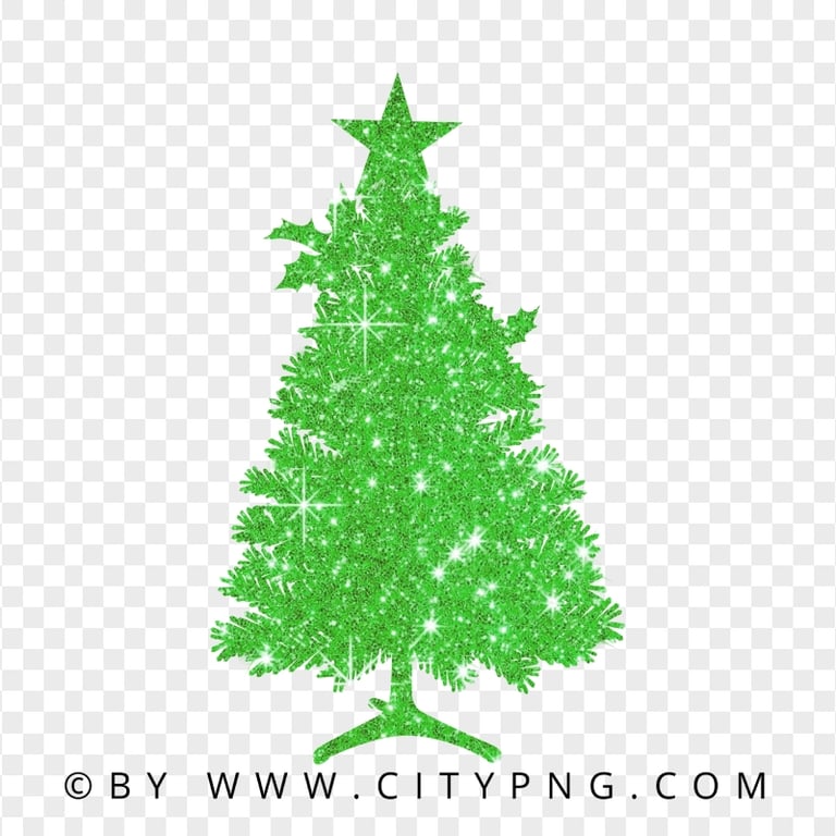 HD Beautiful Christmas Tree Silhouette Covered With Green Glitter PNG | Citypng