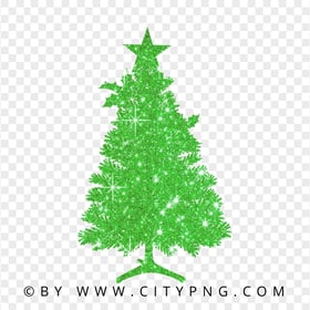 HD Beautiful Christmas Tree Silhouette Covered With Green Glitter PNG