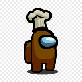 HD Brown Among Us Character With Chef Hat On Head PNG