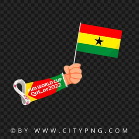 World Cup 2022 Hand Holding Ghana Flag Pole HD PNG