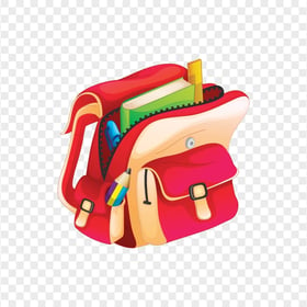 Backpack School Bag Supplies Cartoon Illustration