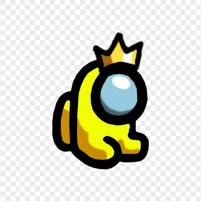 HD Yellow Among Us Mini Crewmate Baby With Crown Hat PNG