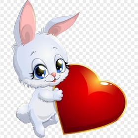 Bunny Cartoon Character With Red Heart PNG