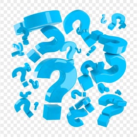 HD 3D Blue Question Marks Icons Pattern PNG