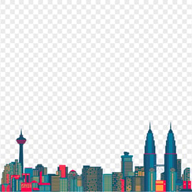 Malaysia Twin Towers Skyline Silhouette PNG