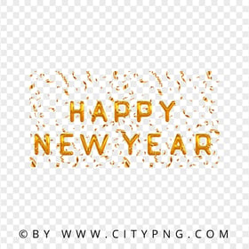 Golden Happy New Year With Confetti HD PNG