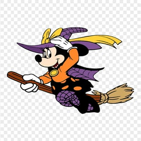 HD Minnie Mouse Witch Flying On a Broom PNG