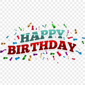 HD Happy Birthday Text Logo Party Streamers PNG