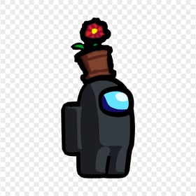 HD Black Among Us Crewmate Character With Flower Pot Hat PNG