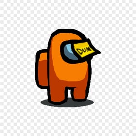 HD Among Us Orange Crewmate Character With Dum Sticky Note Hat PNG