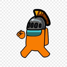 HD Orange Among Us Character Wear Knight Helmet PNG