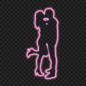 HD Kissing Couple Neon Silhouette PNG