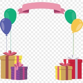 HD Vector Gift Boxes With Balloons Frame PNG