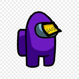 HD Purple Among Us Crewmate Character With Sus Sticky Note Hat PNG