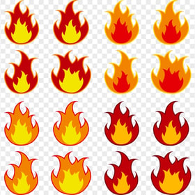 Group Of Fire Flames Cartoon Clipart PNG