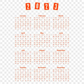 2023 Calendar Orange Colour Download PNG